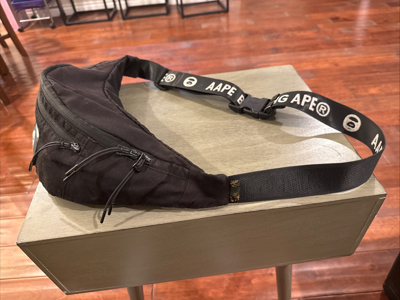 AAPE BY*A Bathing Ape BAPE Sling Bag Crossbody Fanny Black AUTHENTIC Banger Z10