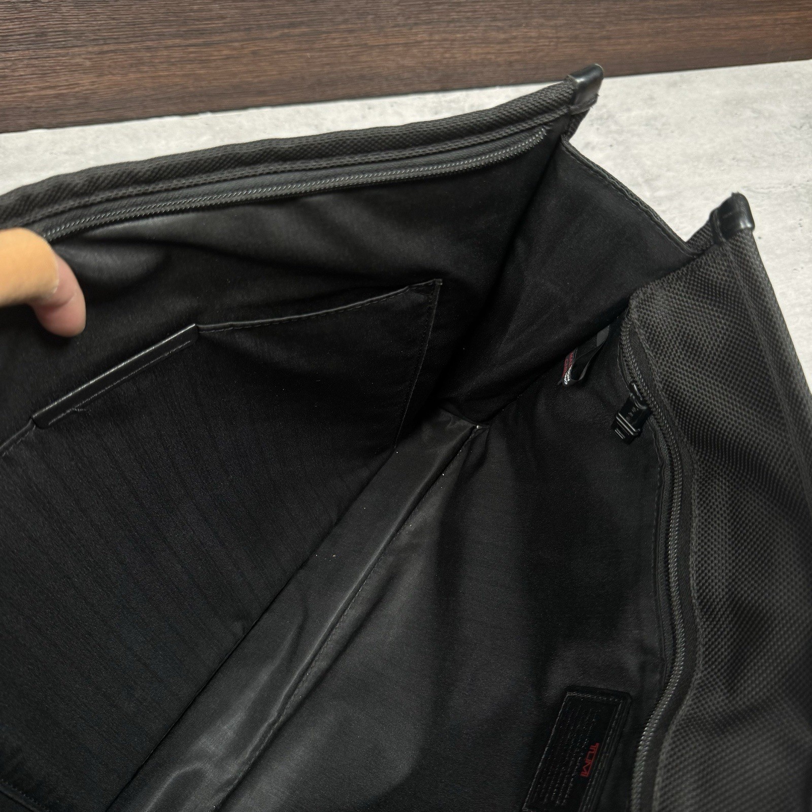 TUMI Business T-Pass Laptop Briefcase Black Ballistic Nylon – 15.5×12.5″