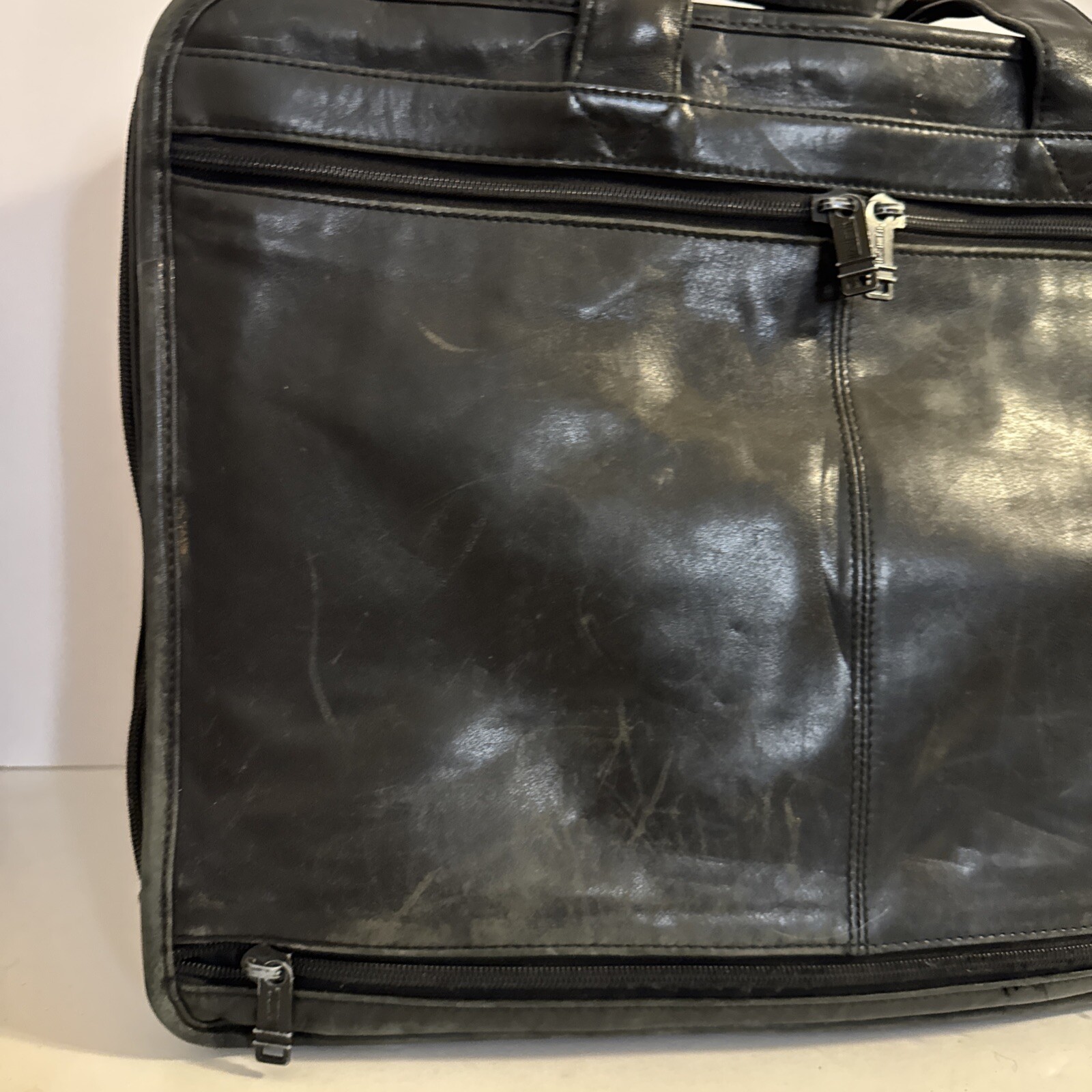 Tumi Alpha Series Black Napa Leather Expandable Briefcase 9674D3
