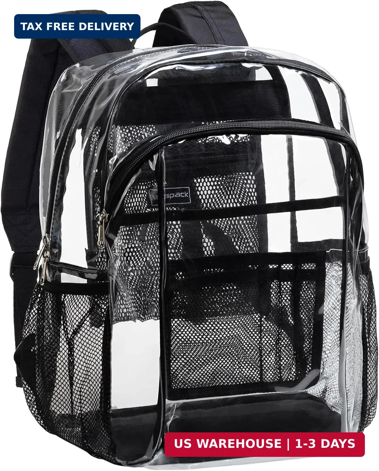Vorspack Clear Backpack Heavy Duty – Clear Book Bag with Multi-pockets Large See