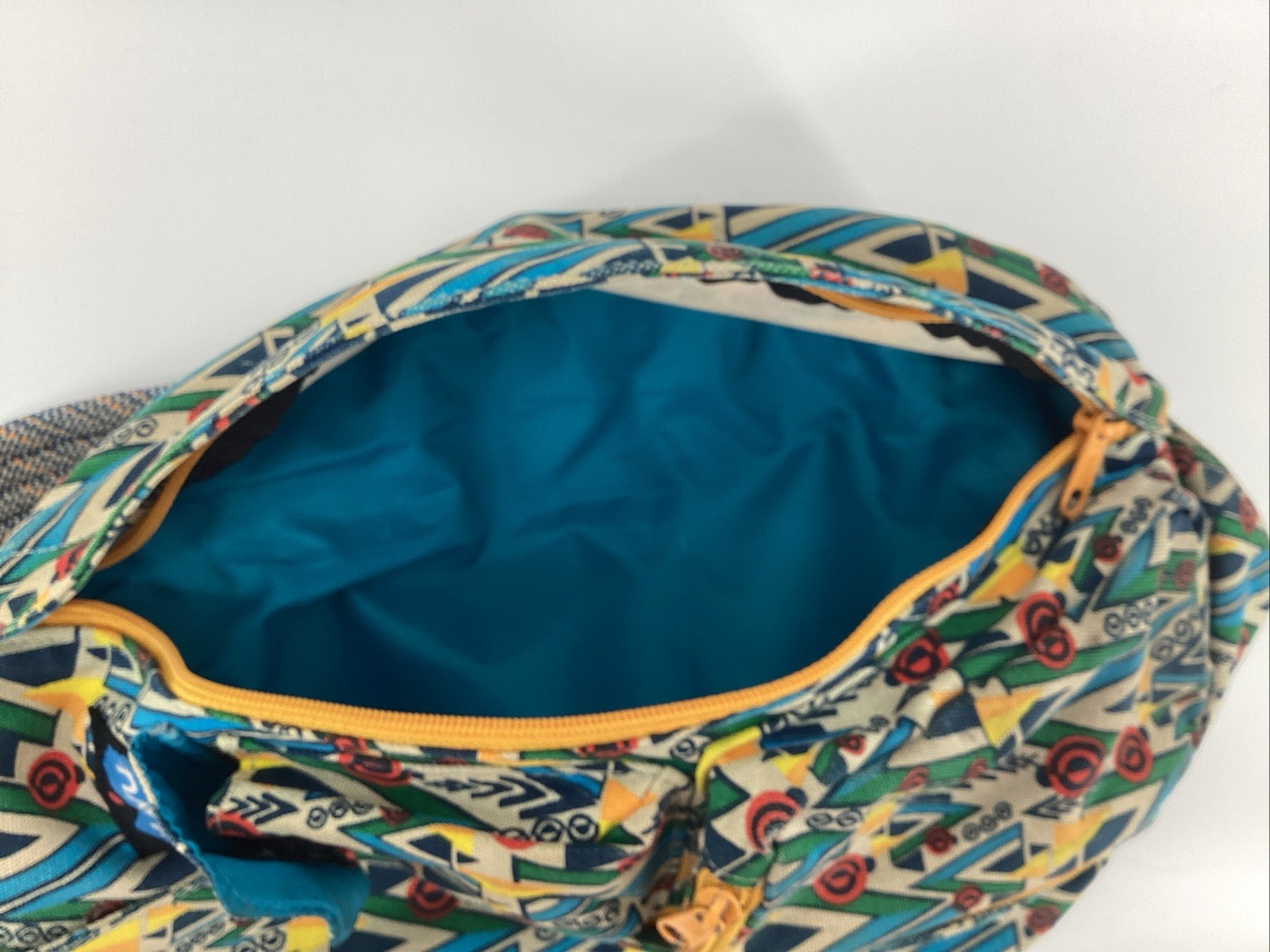 Kavu Rope Sling Crossbody Backpack Cotton Multicolor Geometric Design Light Blue