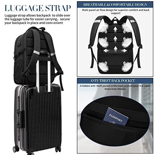 Extra Large Backpack for Men 55L,18.4Inch Travel Laptop 18.4 inch Black