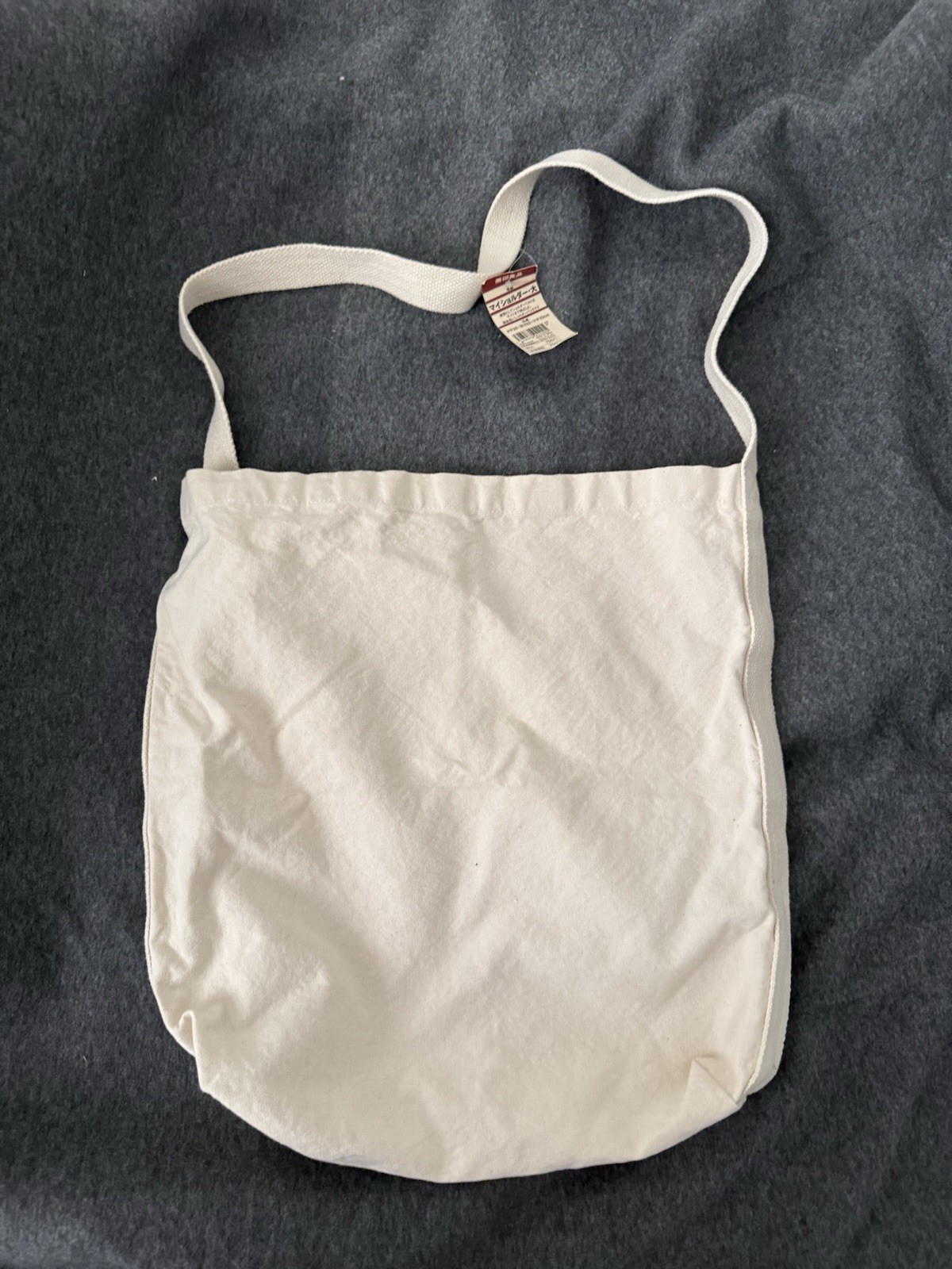 MUJI Canvas Shoulder Bag Large Off-White Cotton Crossbody Tote NWT Japan Exclusi