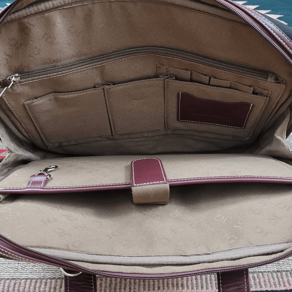 Jack Georges Black Brown Canvas Leather Messenger Laptop Bag Carry On Simple