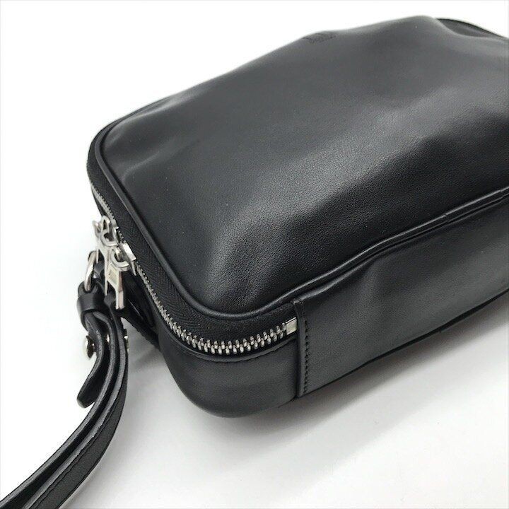 Dunhill Logo Embossed Leather Clutch Handbag Black Men’s Bag 22x13x5 cm