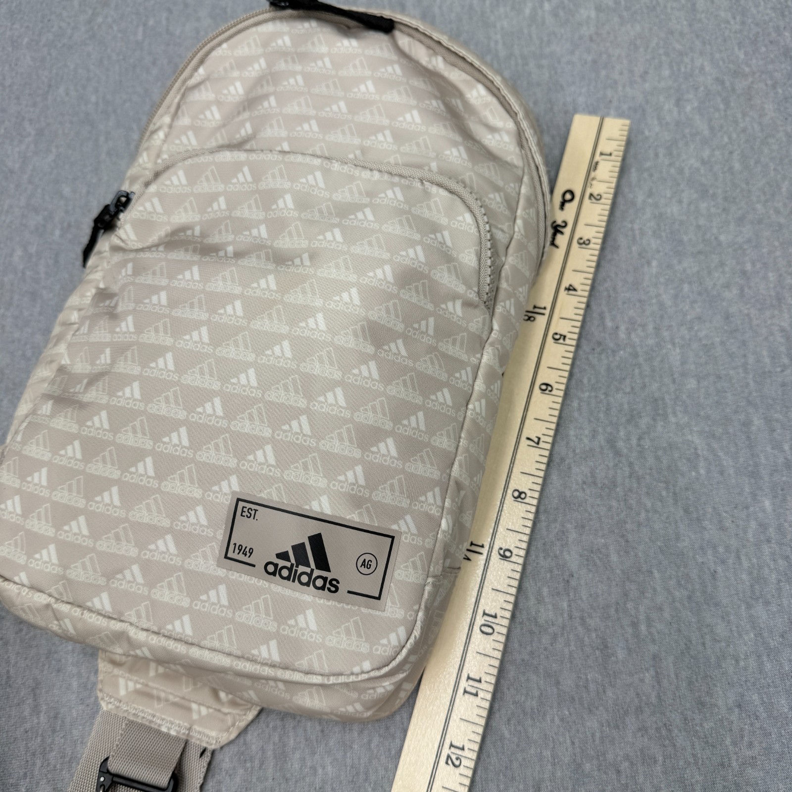 Adidas Essentials 2 Sling Crossbody Bag Beige All Over Mini Monogram Wonder Pack