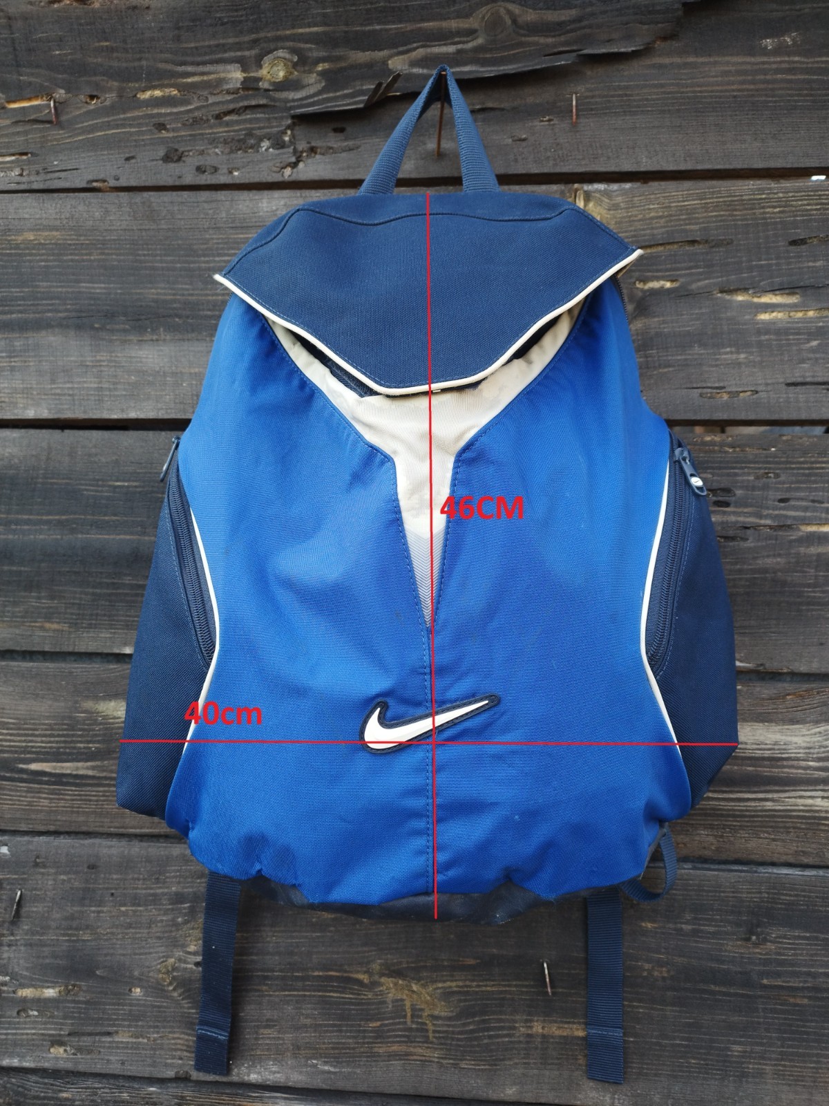 Vintage Nike Y2K Blue Technical Backpack – Center Swoosh – Retro Streetwear Bag