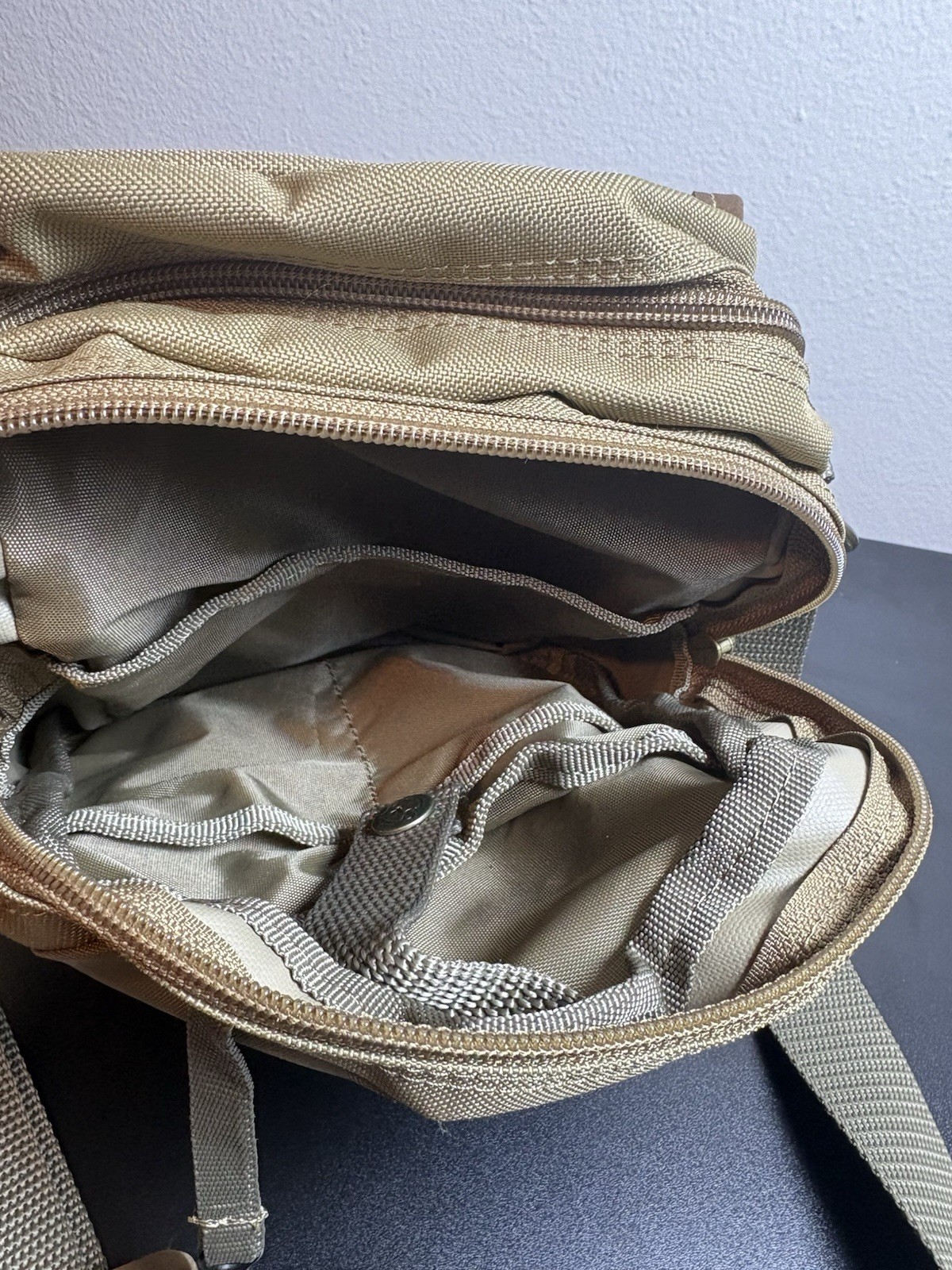 Field & Stream Khaki Canvas Crossbody Bag Utility Outdoors Travel Satchel