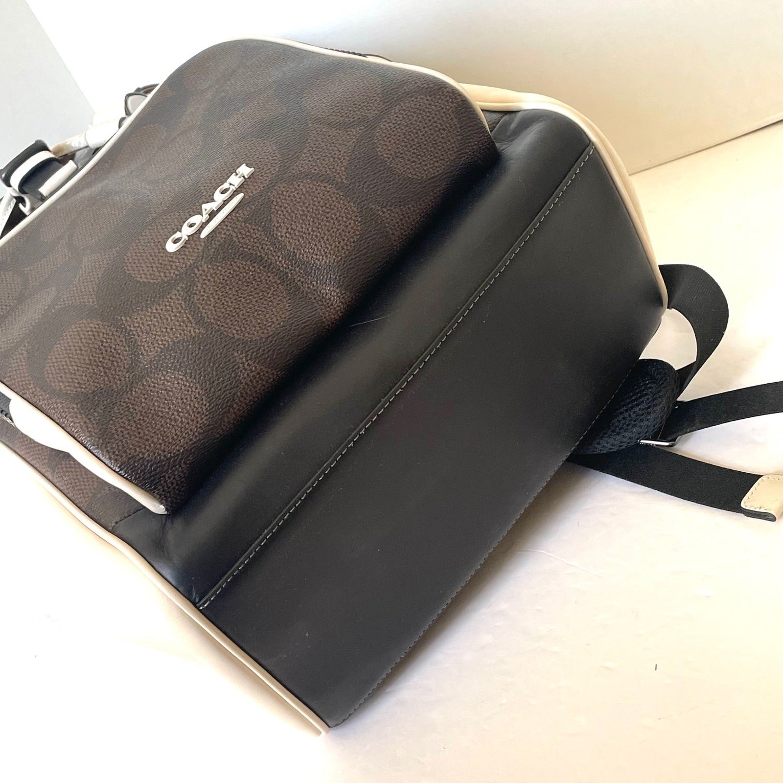 Coach Racer Backpack CY775 Walnut Chalk Colorblock Signature Laptop Bag