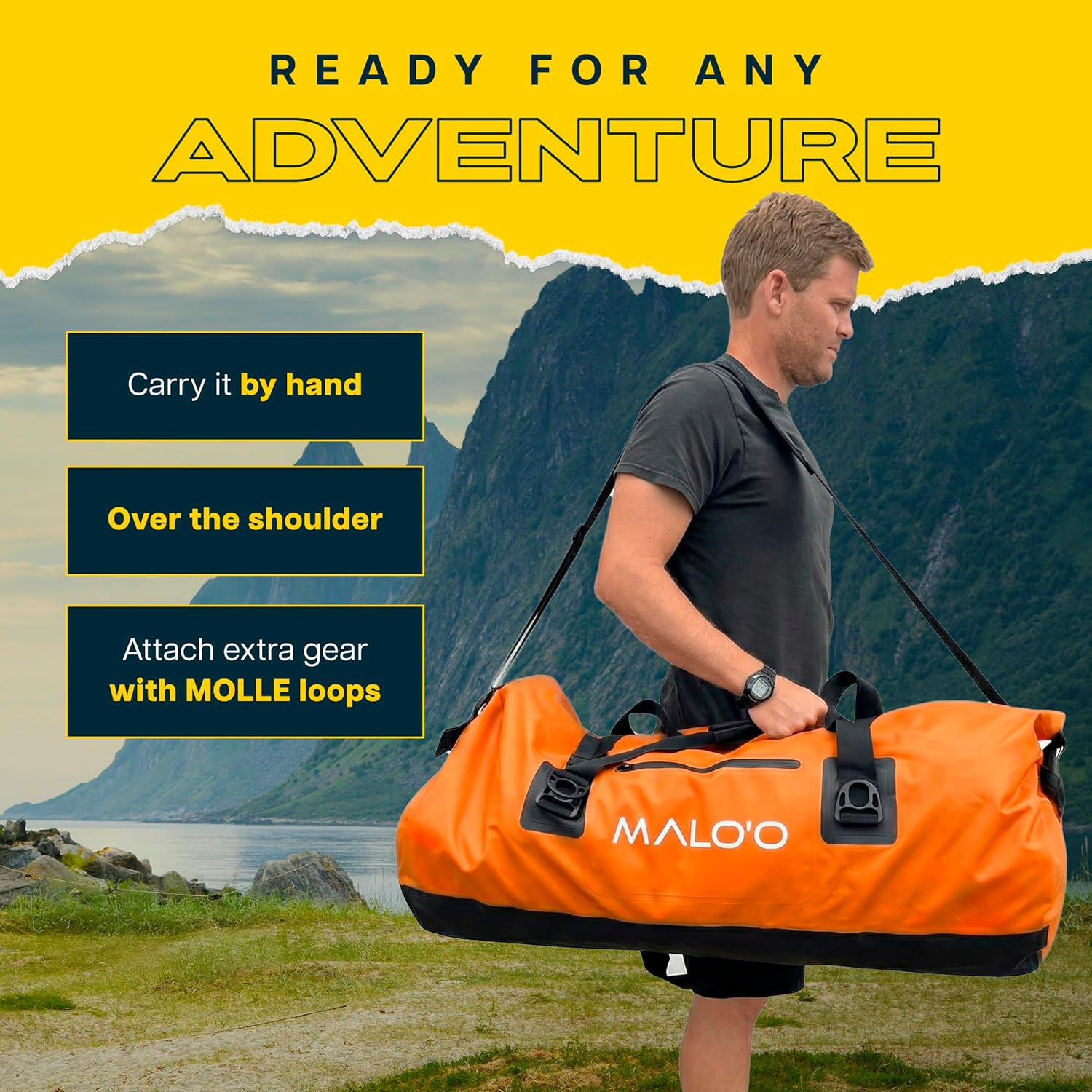 Malo’O Waterproof Dry Duffel, Heavy-Duty Roll Top Waterproof Gear Bag with Shoul