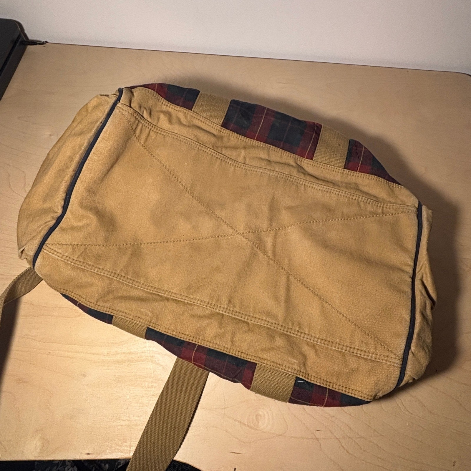 RARE Vtg Y2K American Eagle Duffle Bag Multicolor Plaid Canvas Carry On Weekend