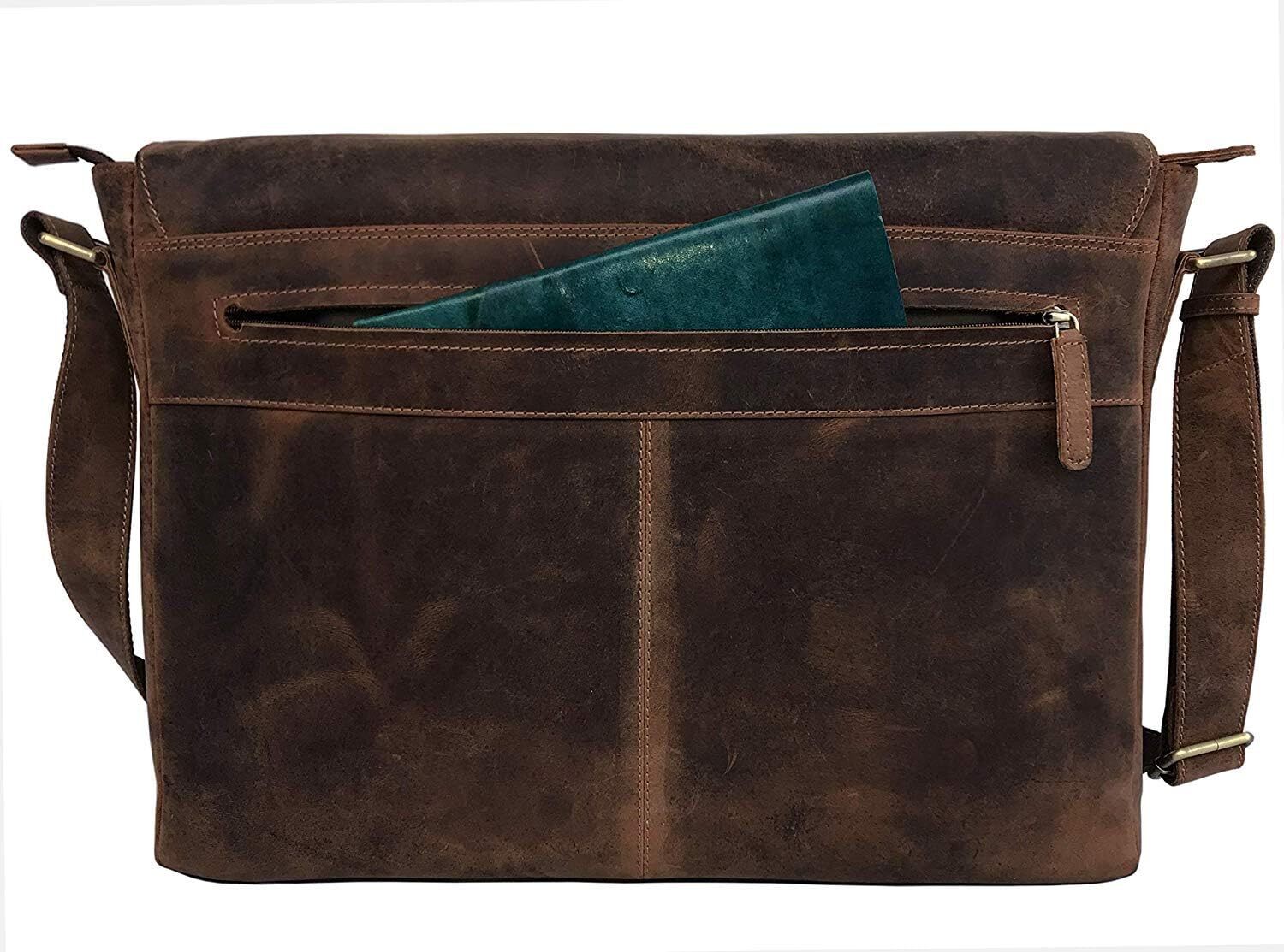 18 Inch Vintage Leather Full Flap Messenger Handmade Bag Laptop Bag Satchel Bag
