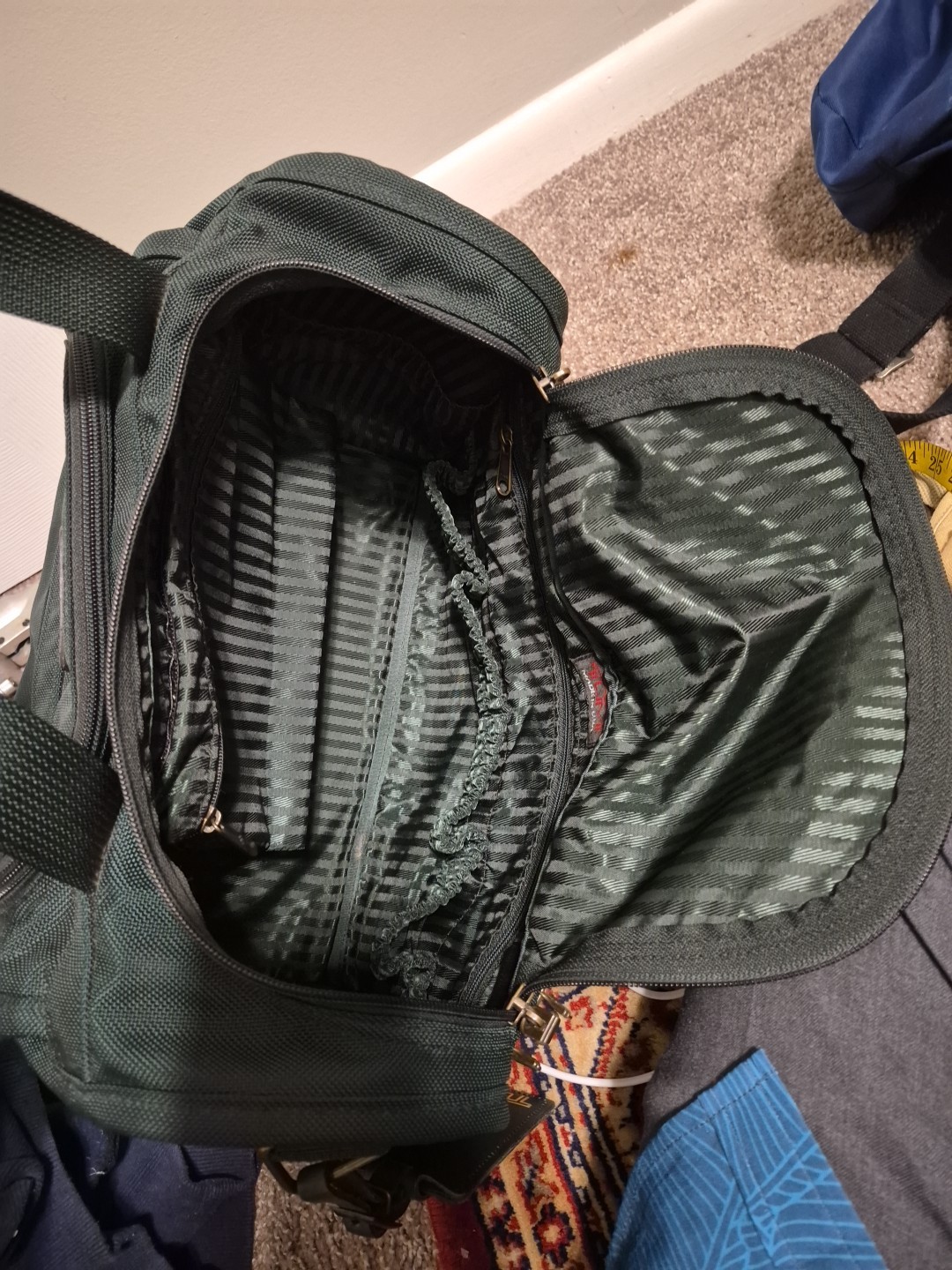 Tumi Dark Green Ballistic Nylon Carry-on Duffle With Name Tag