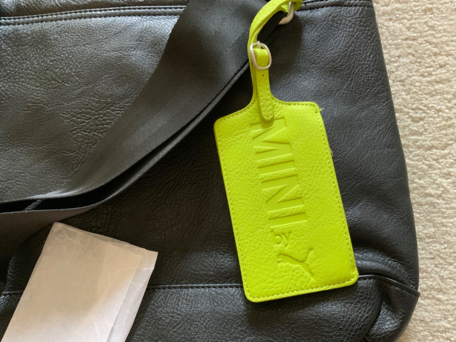 Genuine MINI By Puma Leather Shoulder Bag  80222296414 Black w/ Green, Onesize