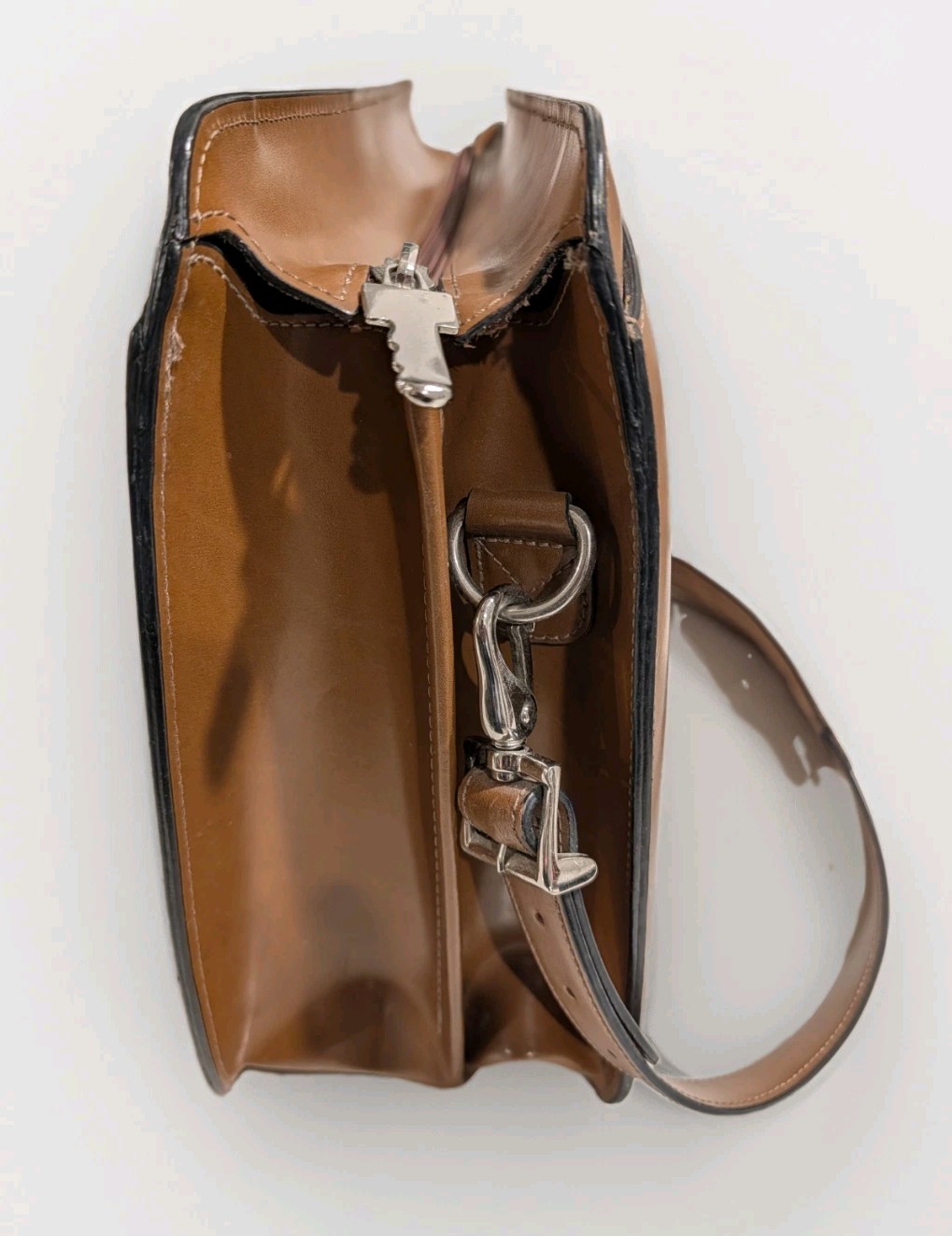 Jack Georges Elements Leather Briefcase Top Zip Double Gusset Cognac 4202