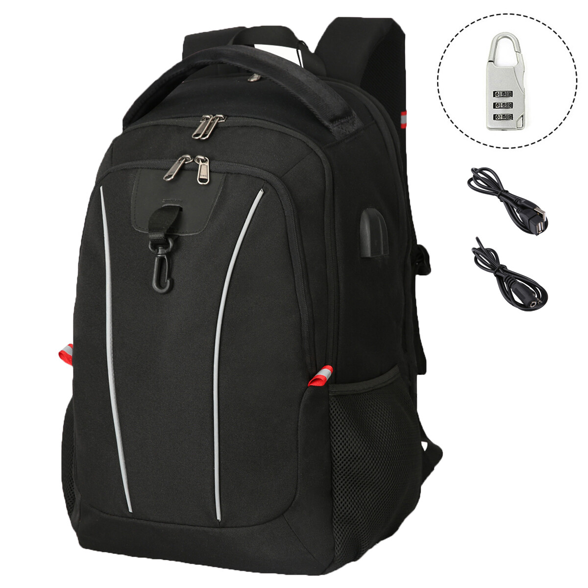 Men 17 Inch Laptop Backpack Travel Women Teenagers School Bag USB Charging Cable