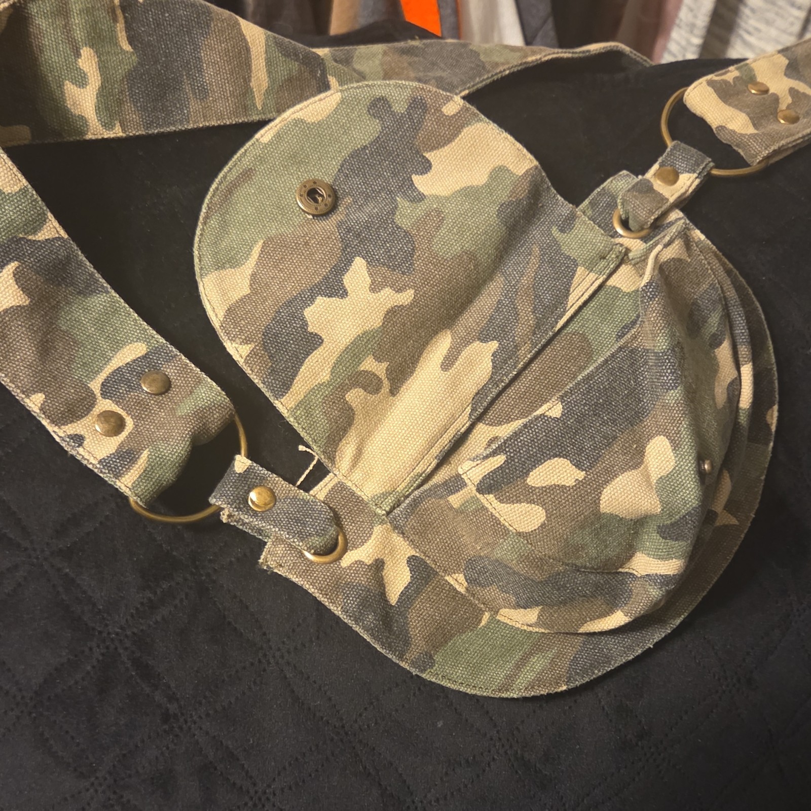 Camouflage Belt Bag Fanny Pack Button Closure Outdoor Green Brown Beige Men