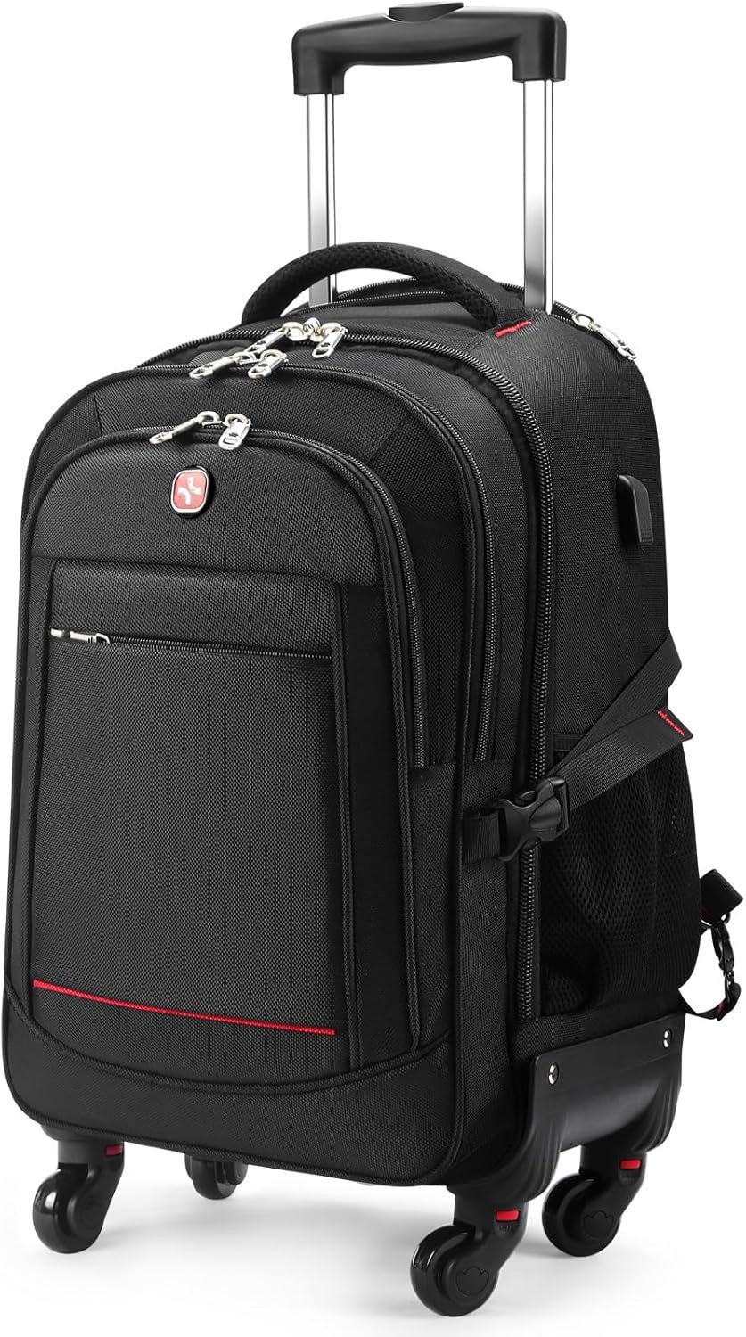 4-Wheel Rolling Backpack 45L (22X14X9 In): 17.3-Inch Roller Travel Laptop Backpa