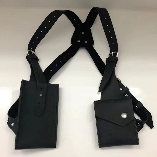 Shoulder Harness Bag Steampunk PU Leather Anti Double Wallet Underarm Bag Case