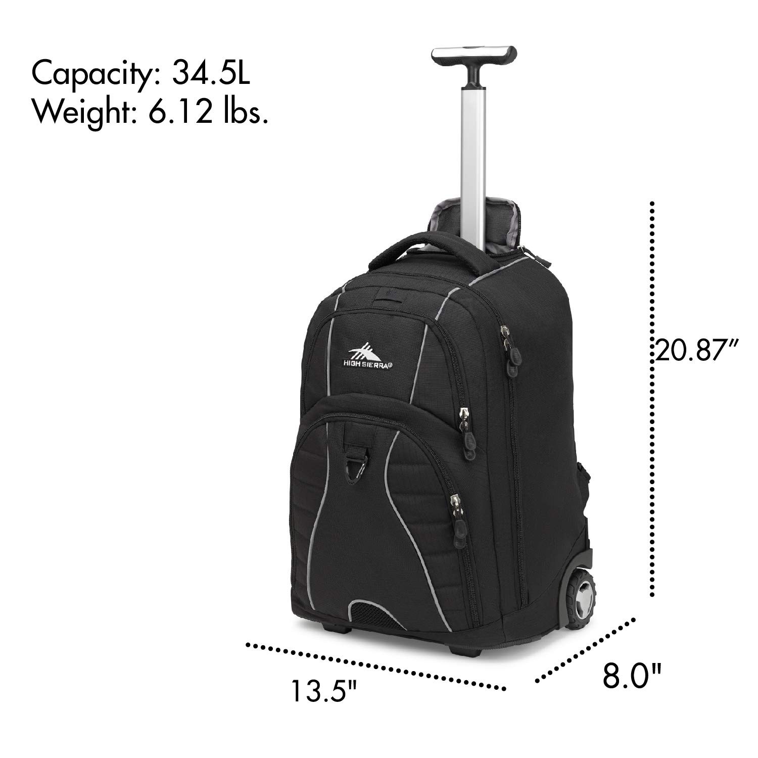 Freewheel Wheeled Laptop Backpack, Black, 20.5 x 13.5 x 8-Inch
