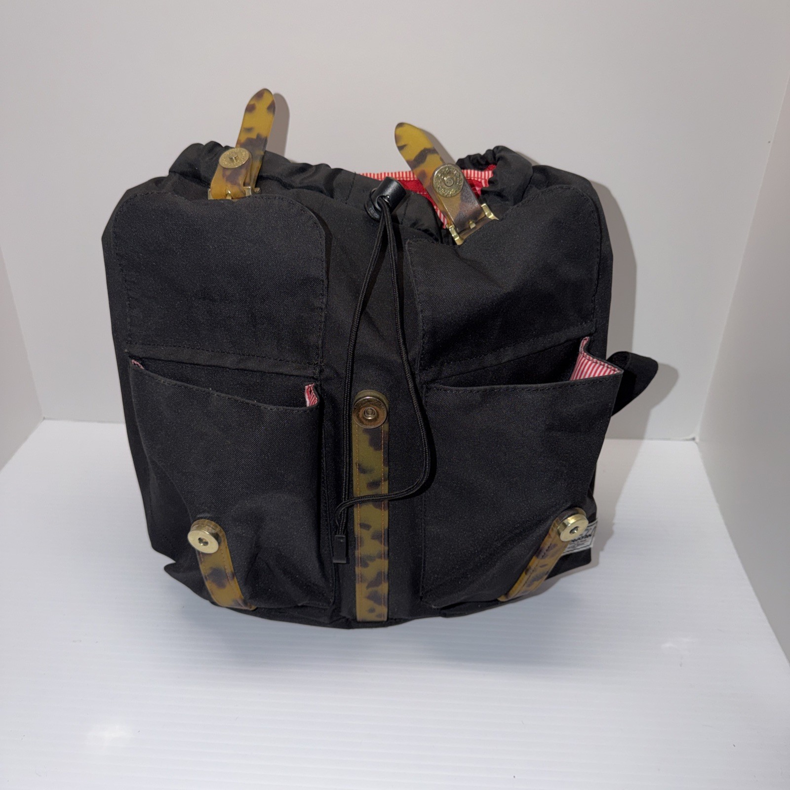 Herschel Backpack – Black w/ Tortoise Straps – Classic Style Magnetic Close