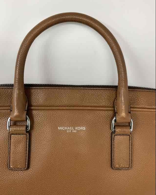 MICHAEL Michael Kors Saddle Brown Leather Russel Laptop Briefcase Bag