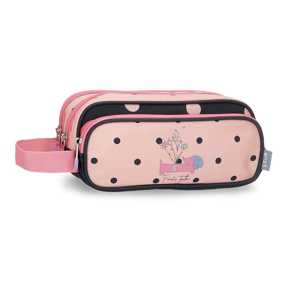 Friends Together Pencil Case, Triple, Pink, 22 x 10 x 9 cm, Polyester, Ro…