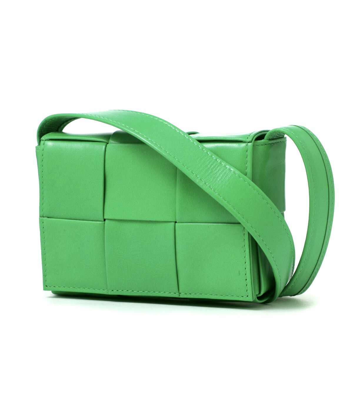 (NO CUSTOMS TAX) BOTTEGA VENETA Candy Cassette mini green crossbody leather bag