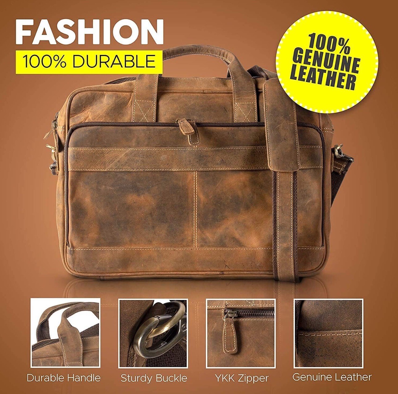 Komalc Passion Leather briefcase 18 Inch Laptop Messenger Bags for Men and Women