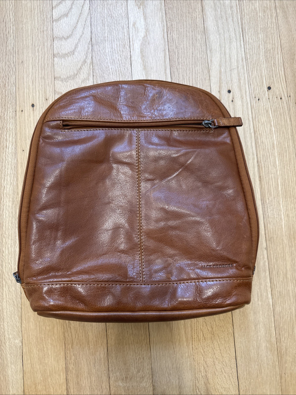 Jack Georges Backpack Mens Small Brown Leather Business Organizer Daypack
