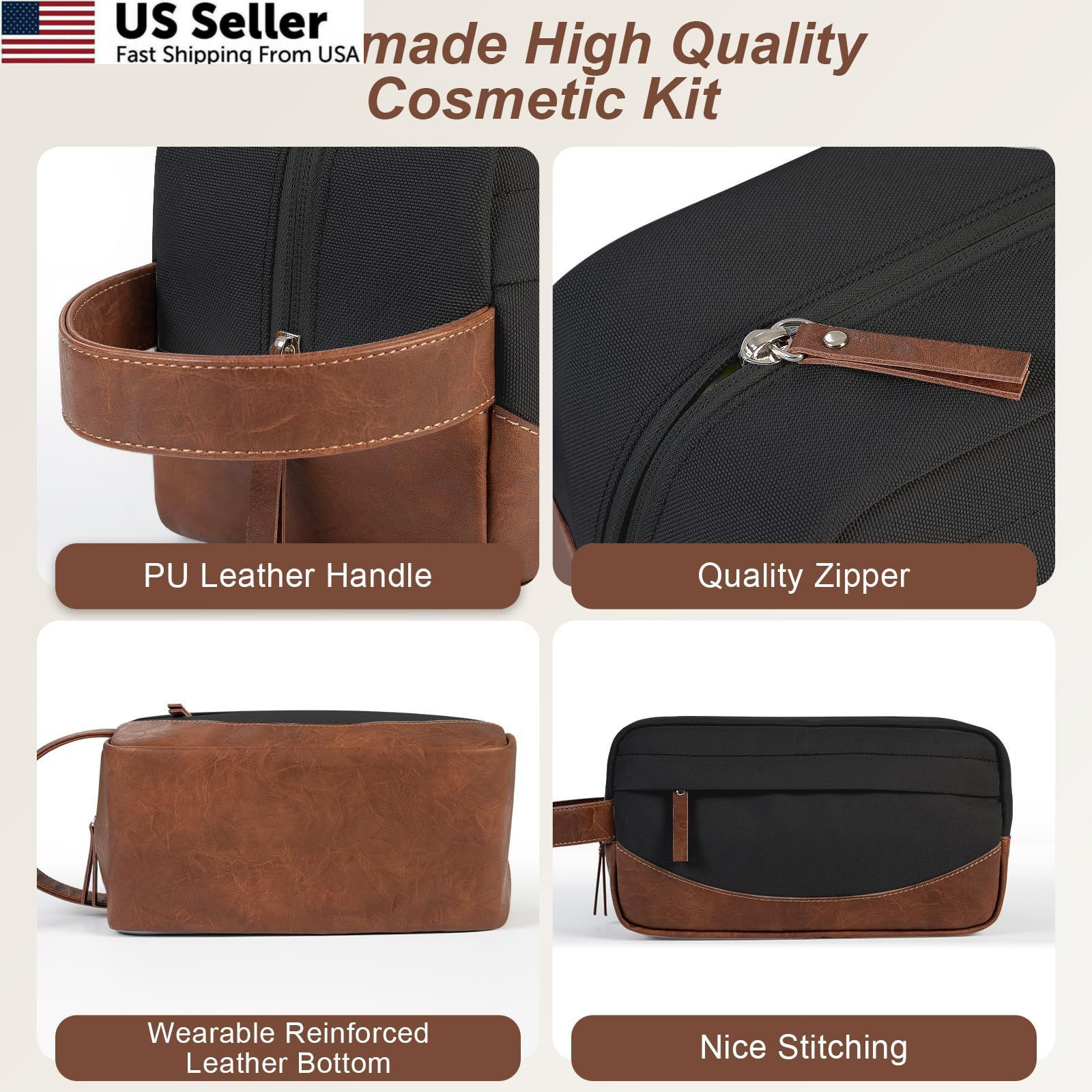 Ezday Travel Toiletry Bag for Men, Hanging Organizer, Medium, Black