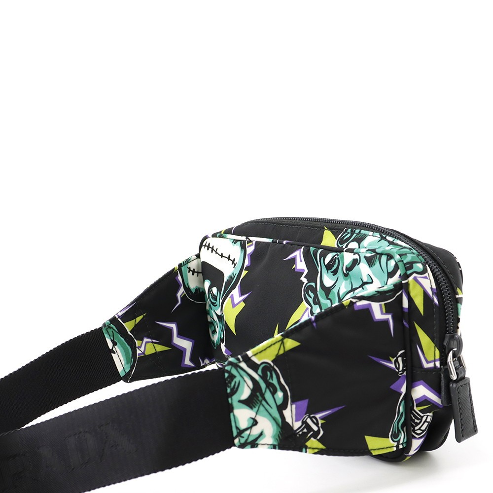 PRADA Frankenstein Crossbody Bag Nylon Black/Multicolor 2VL977