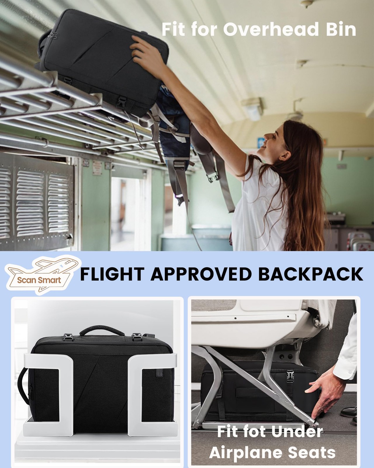Travel Carry on Backpack, Large 40L Personal Item Travel Bag for Men & Women …