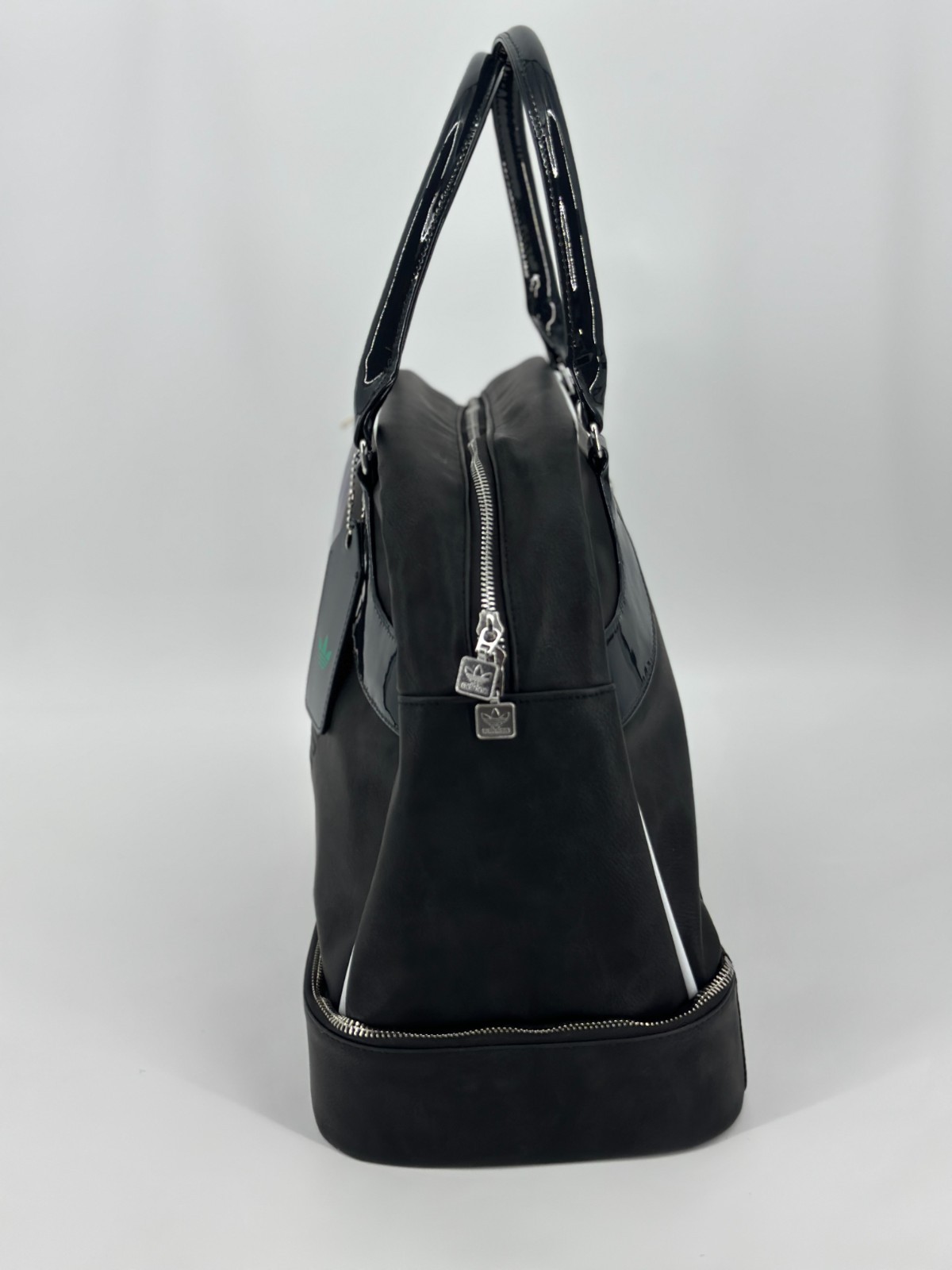 Adidas Premium Bowling Style Bag Large Black Designer Purse Trefoil Sport JW0307