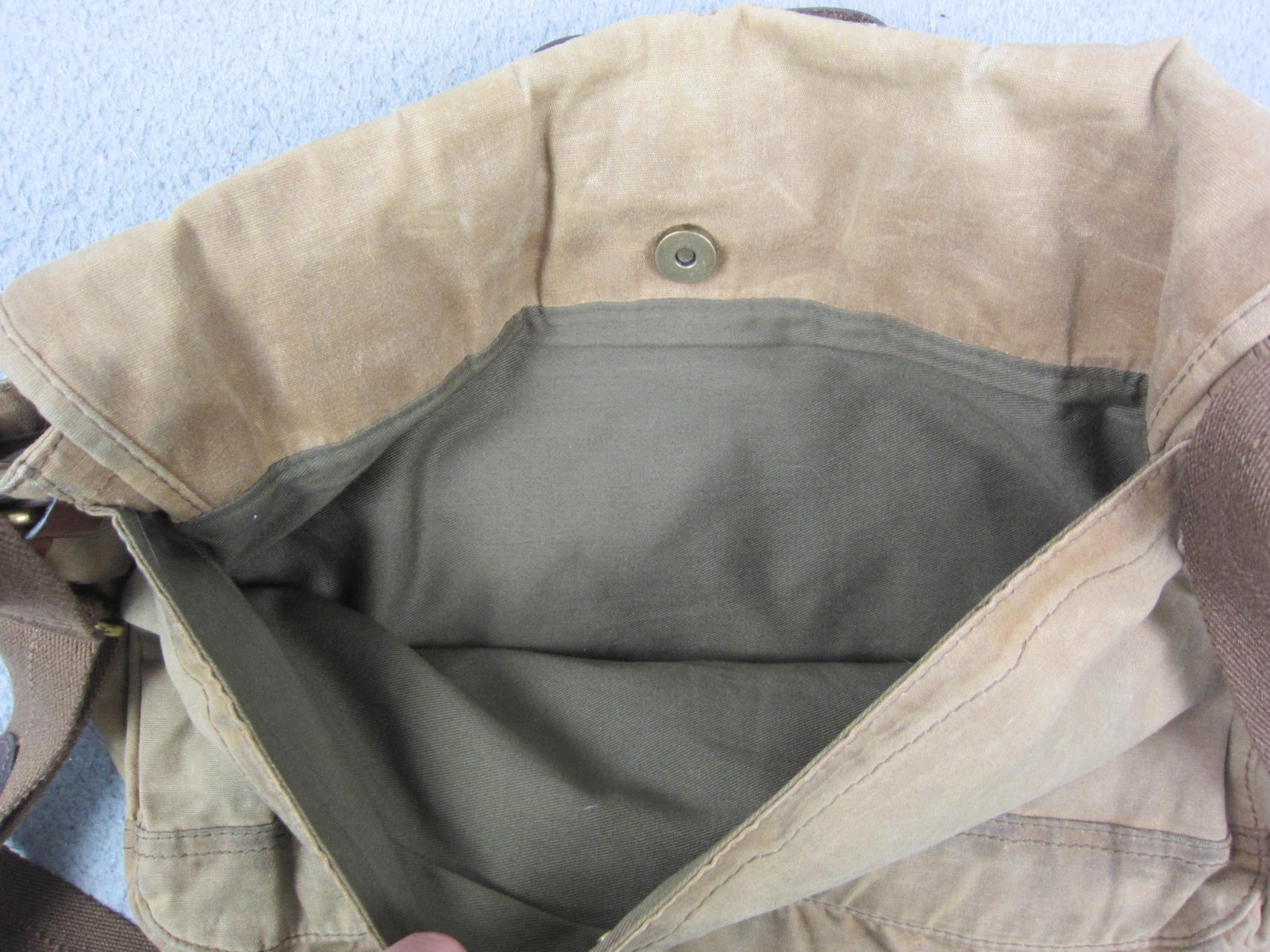J.Crew Abingdon Messenger Bag Mens Brown Waxed Canvas Leather Trim Crossbody
