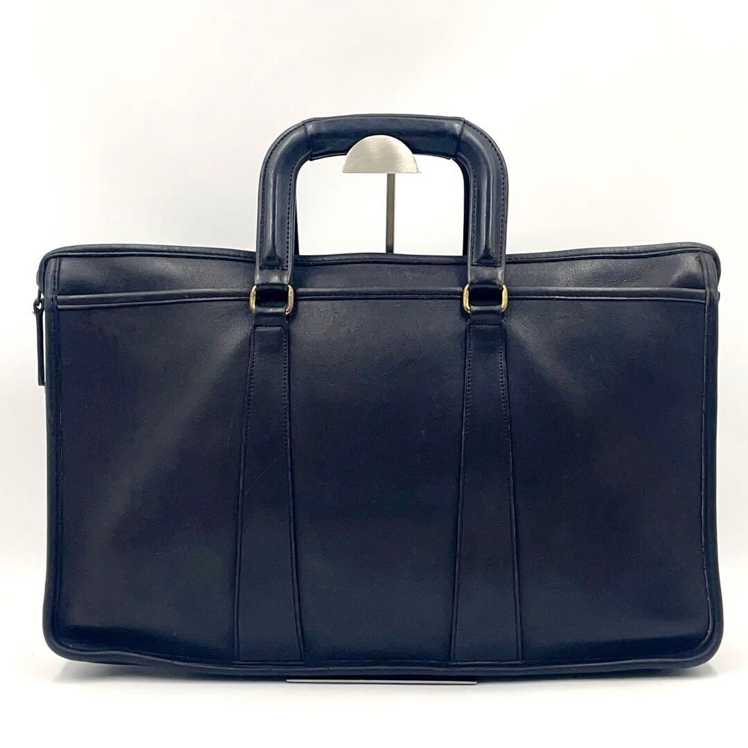 Coach Glove Tanned Leather Briefcase 2 Way Black Business Bag 5282 Men A4 PC