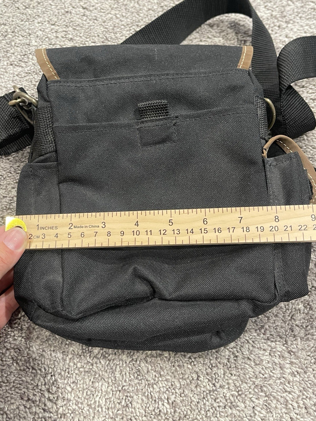 Field & Stream Black Canvas Shoulder Bag Leather Trim Fishing Outdoor Utility
