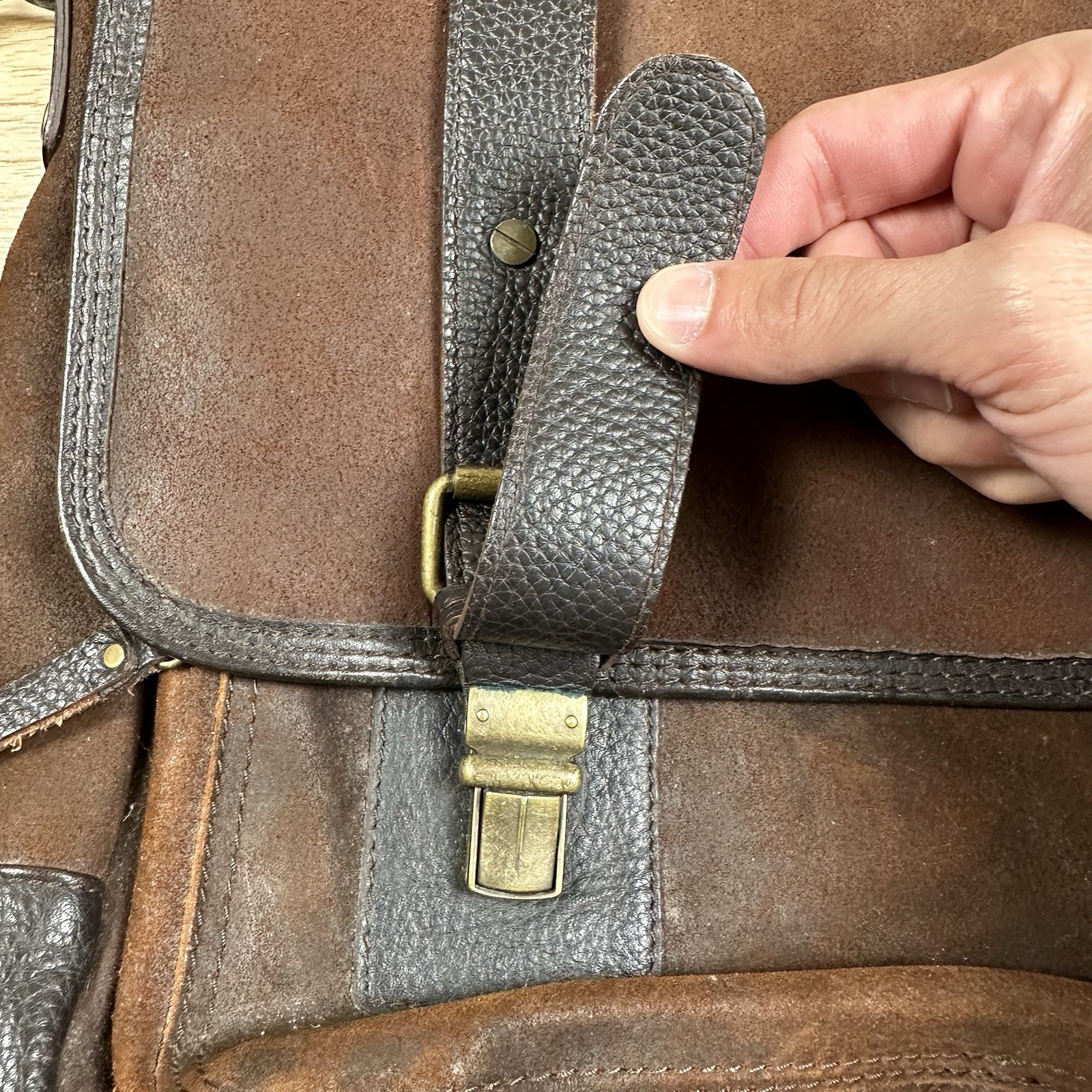BOSCA Brown Leather Business Briefcase Messenger Bag Excellent Condition