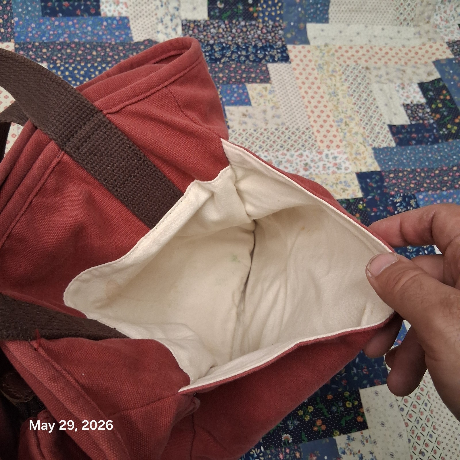 Duluth Trading Co Canvas Utility Tote Bag Red Brown Messenger Carry On