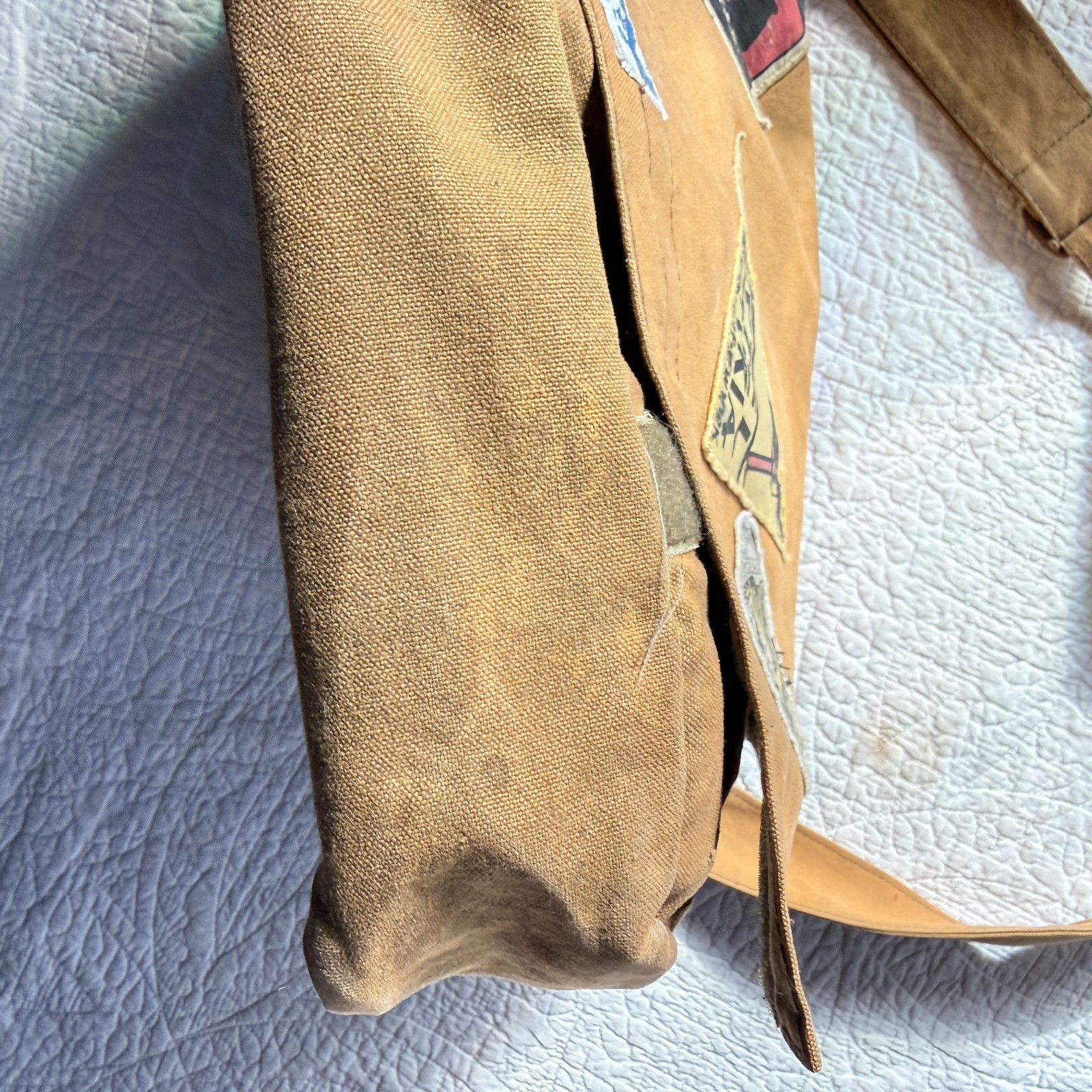 Vintage Liberto Canvas Messenger Shoulder Bag Commemorative Utility w/ Patches