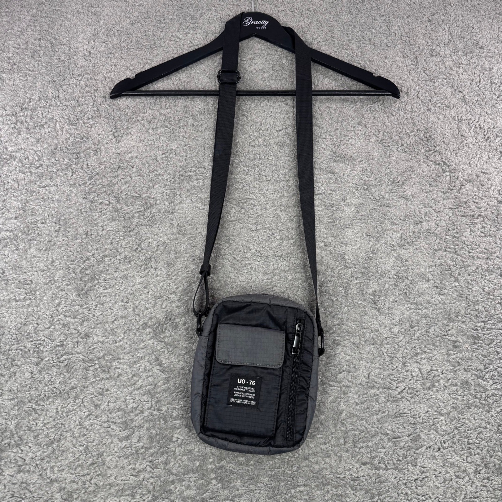 Urban Outfitters UO-76 Crossbody Utility Bag Grey Black Ripstop Nylon Techwear