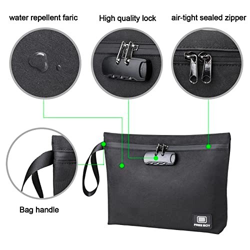 Durable Smell Proof Stash Bag 11.8″x8.6″ with Combination Lock – Odor Resistant
