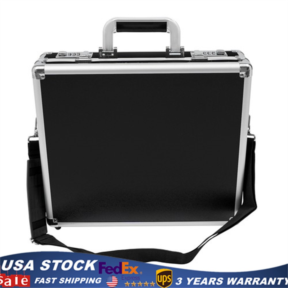 Aluminum Hard Case Big Capacity with Combination Lock Briefcase with Pocket New