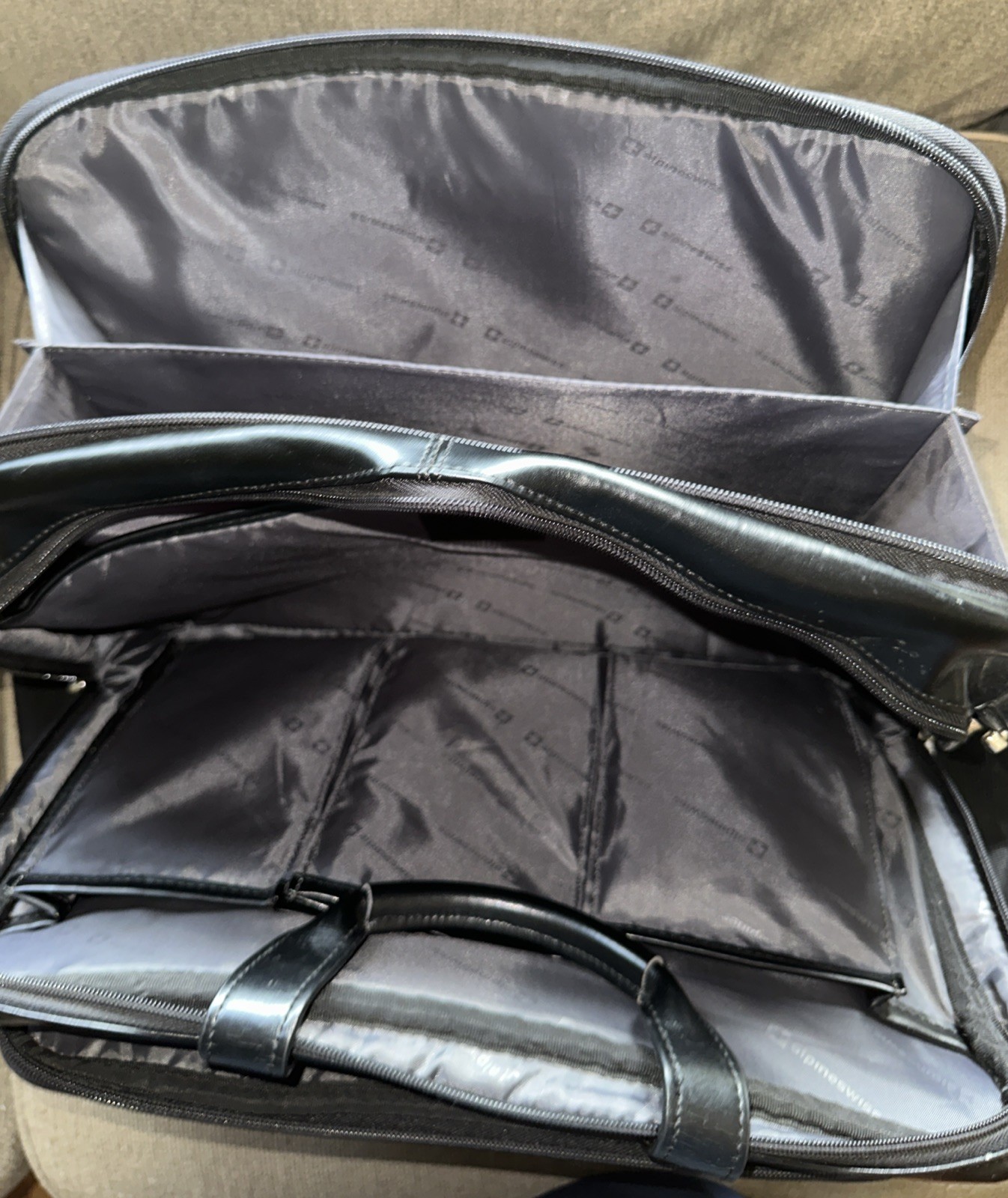 Alpine Swiss Leather Laptop Briefcase Messenger Bag Black Shoulder Bag Work Bag