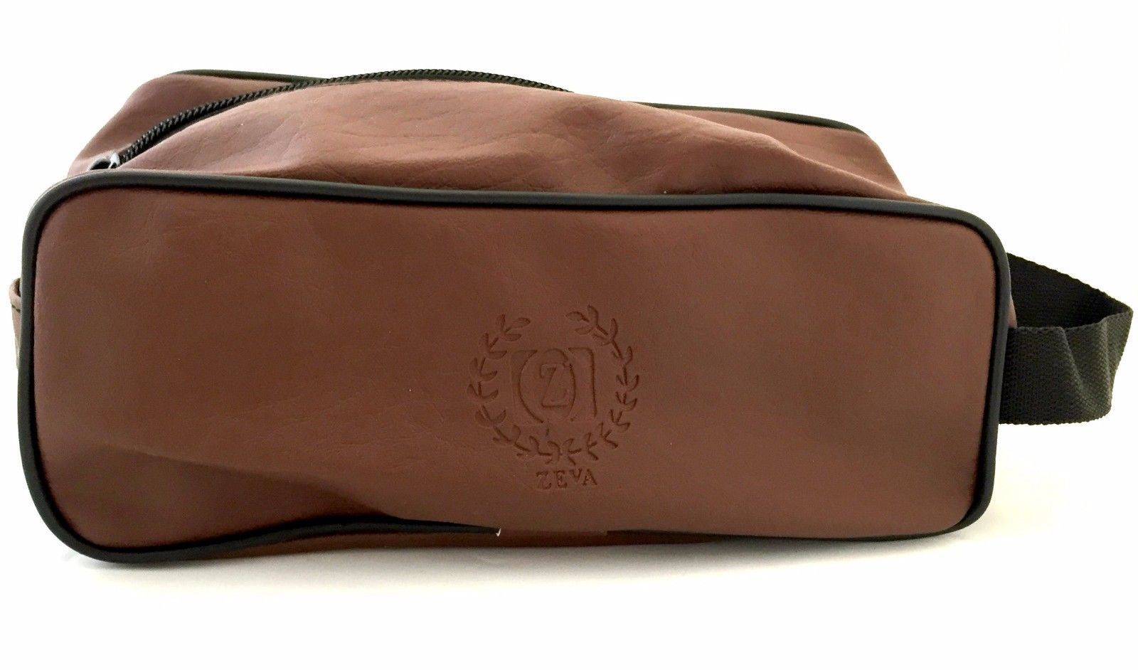 Men’s Shaving Toiletry Travel Bag Case Pouch Synthetic Leather Brown Color