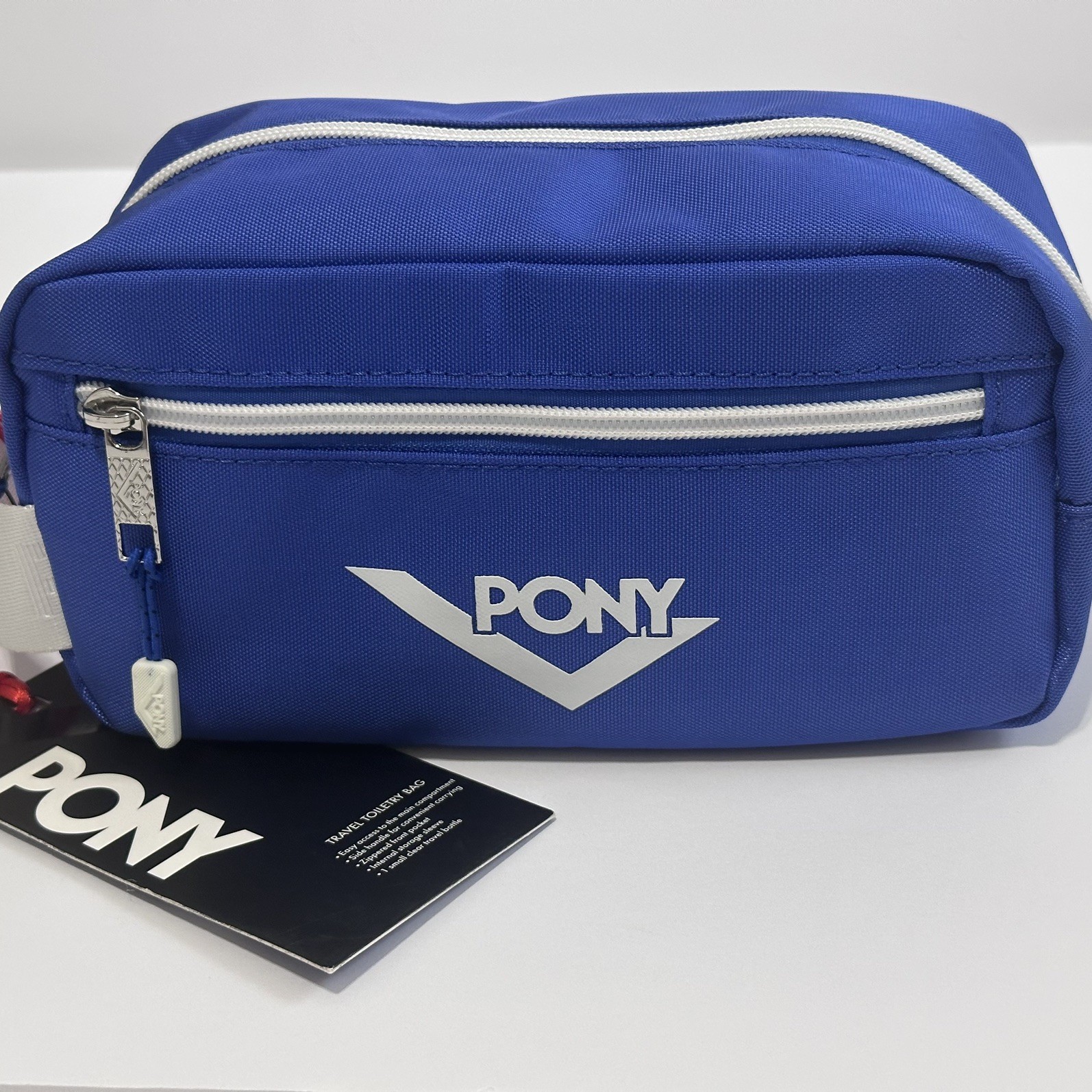 PONY Campbell Travel Toiletry Bag Royal Blue Dopp Kit Mens Shaving Case NWT