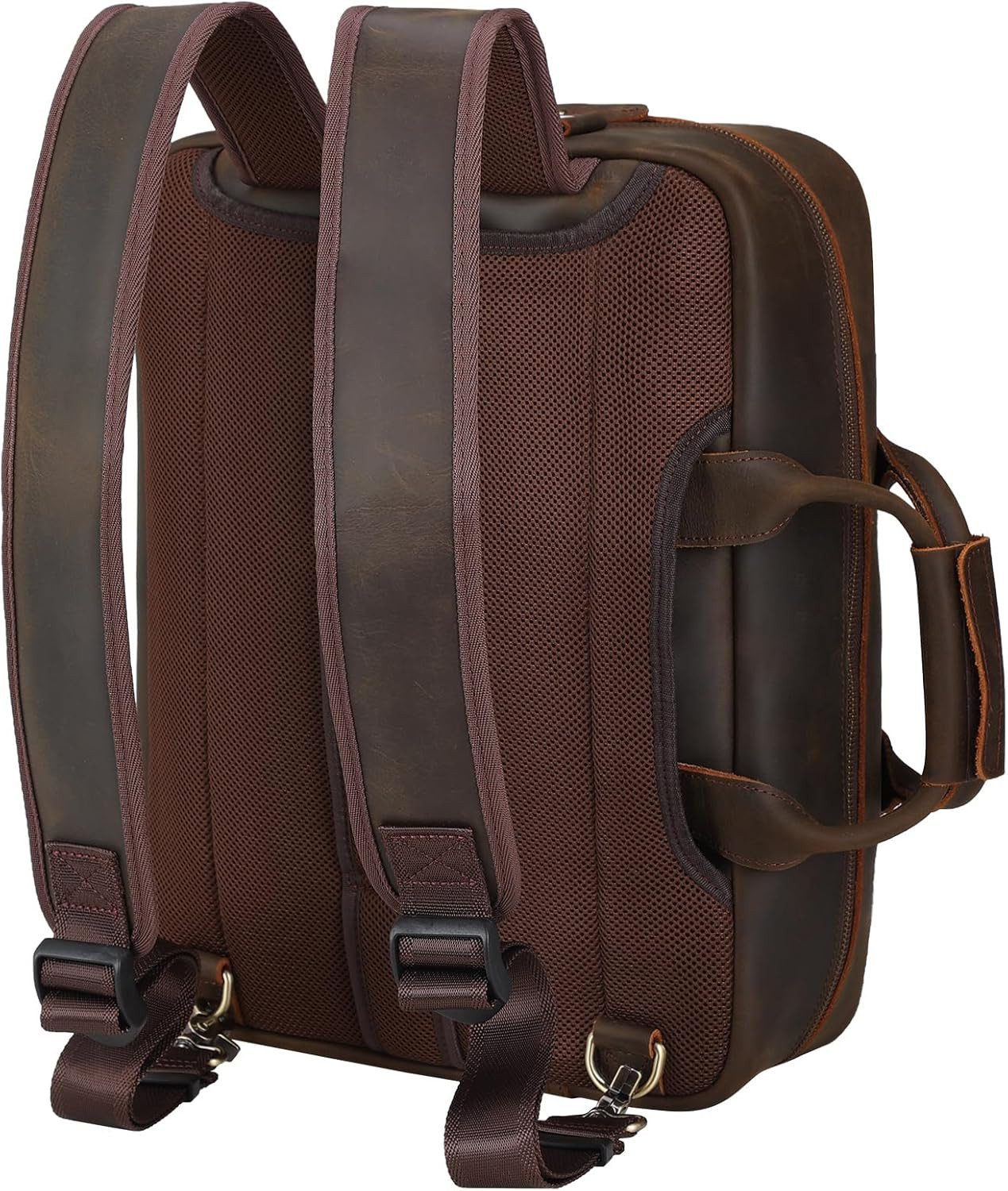 Men’s Leather 2-in-1 Backpack & Briefcase for 15.6″ Laptop – Work & Travel