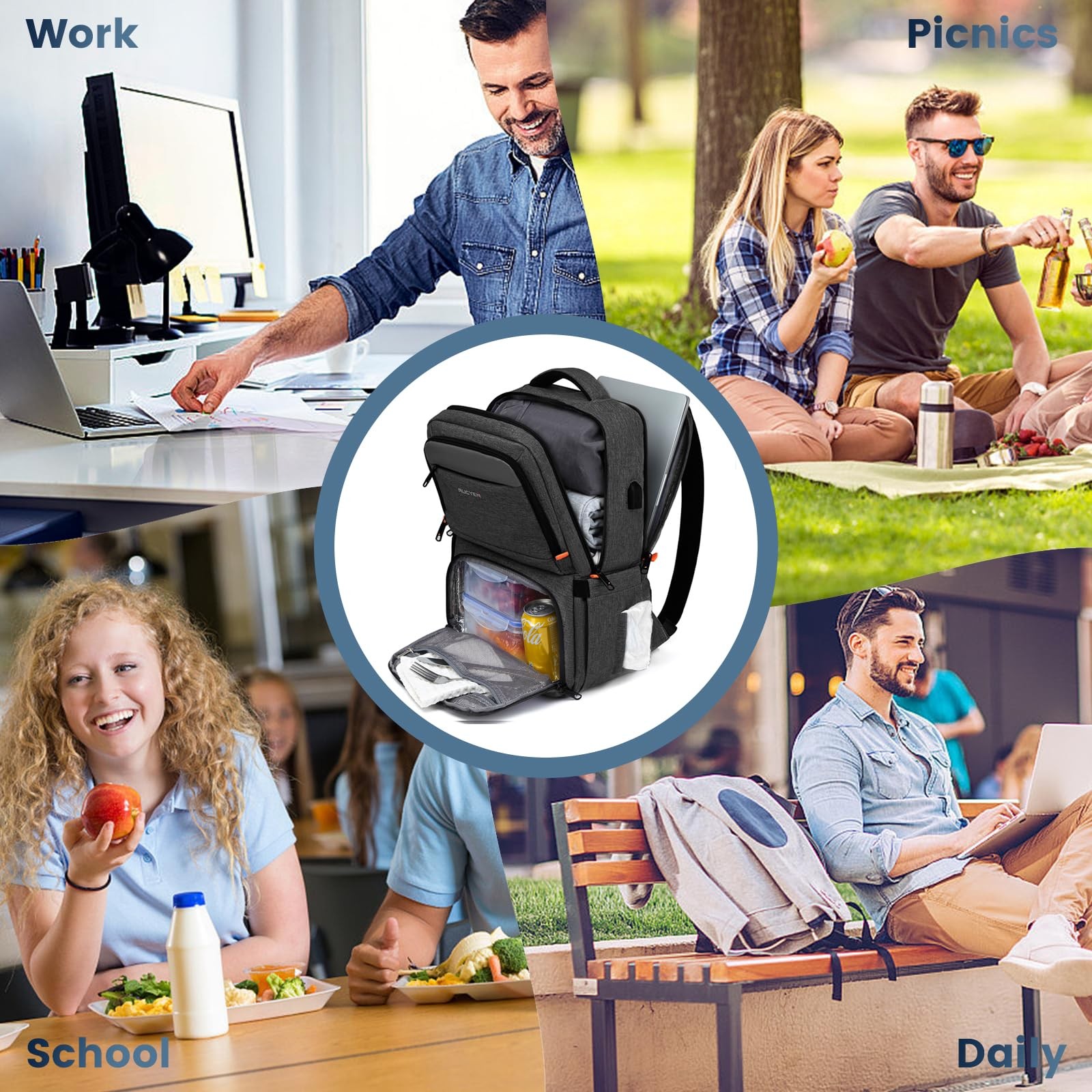 Lunch Backpack Insulated Cooler Backpack Lunch Box for Men Women 15.6 Inches
