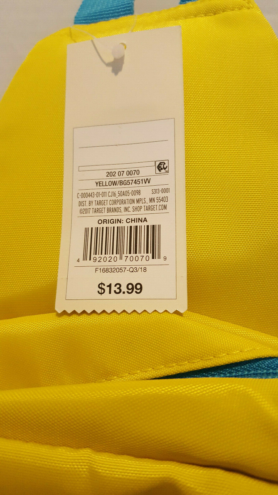 Cat & Jack Yellow Boys Shoulder Pack 2 Zipper Compartments Adjustable strap