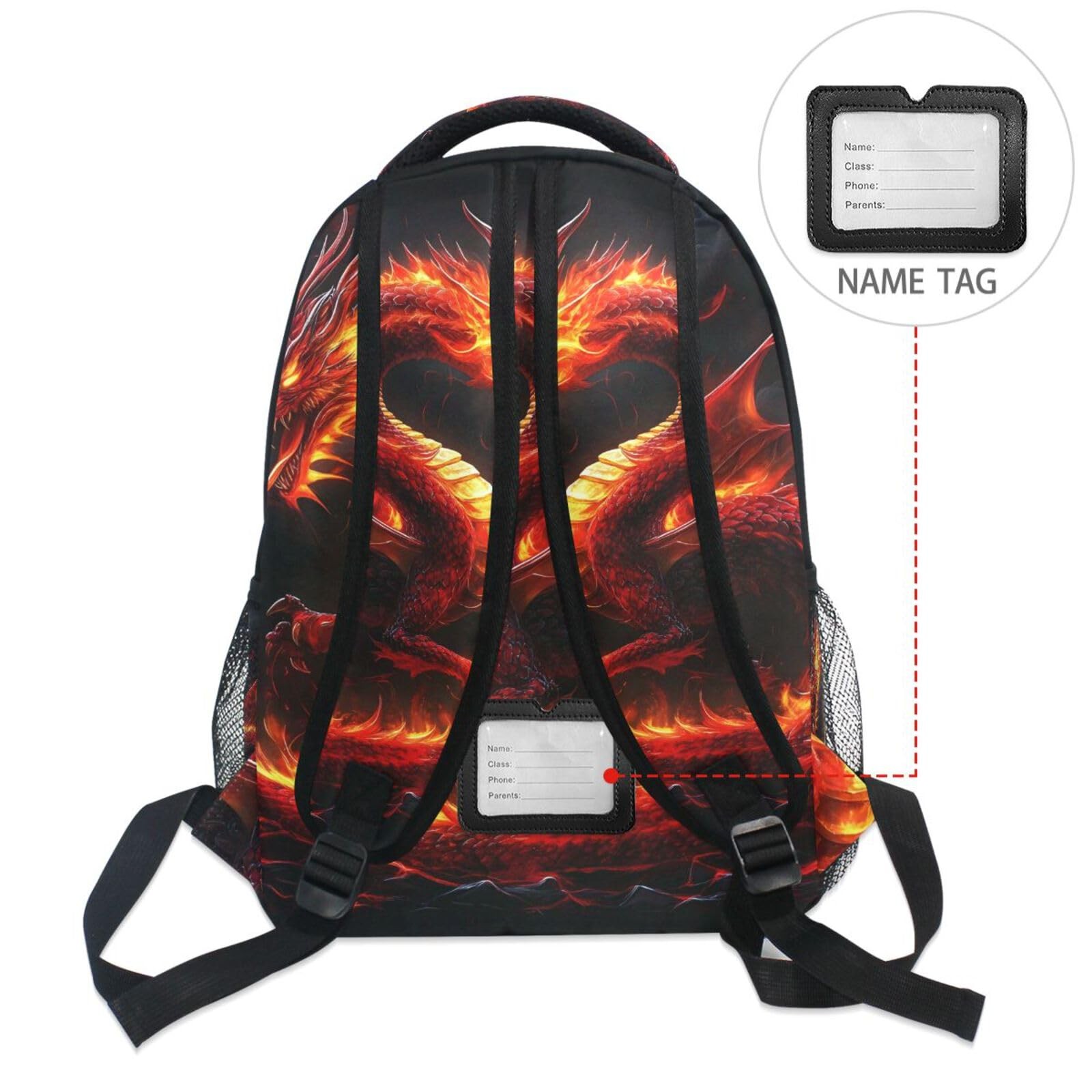 Fire Dragon Kid’s Shool Backpack for Girls Boys,Laptop Travel Backpack,16.9″ H